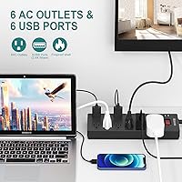 HITRENDS Power Strip with 6 AC Outlets & 6 USB Ports — image 5