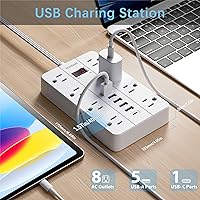 HUNIAN 10 Ft Extension Cord Power Strip with 8 Outlets and 6 USB Ports — image 2