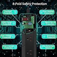 SUPERDANNY 16.5FT Power Strip Surge Protector with USB — image 4