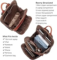 CLUCI Leather Backpack for Women 15.6 Inch Laptop Backpack — image 3