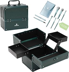 CHUANGJIN Makeup Train Case 2 Trays Organizer - Green Pro Review