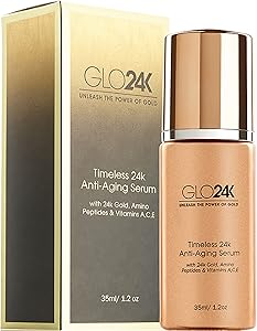 GLO24K Timeless Serum with 24k Gold, Peptides & Vitamins A, C, E – 1.2oz Review