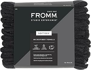 Fromm Softees Microfiber Salon Hair Towels, 16″ x 29″, 10 Count, Black