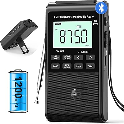 Jazmm Bluetooth AM/FM Radio with 1200mAh Battery