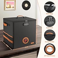 Adworte Vinyl Record Storage Box with Lock, Fireproof & Water Resistant, Holds 100+ Records — image 6