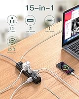 Addtam Surge Protector Power Strip 25 FT Extension Cord with 12 Outlets and 3 USB Ports — image 3