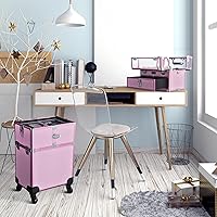 Byootique 2in1 Nail Polish Organizer Rolling Makeup Train Case (Pink) — image 6