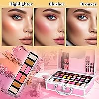 YBUETE Beginner Makeup Kit for Teen with Pink Cosmetic Case — image 4