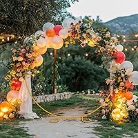 Minetom 6.6FT Round Metal Backdrop Stand with White Wedding Arch Cover Spandex — image 6