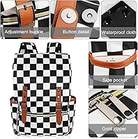 MCWTH Checkered School Backpack for Girls Women 15.6-inch Laptop Backpack — image 4