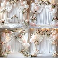 Leegleri 10ft x 12ft Wrinkle-Free White Backdrop Curtain — image 2