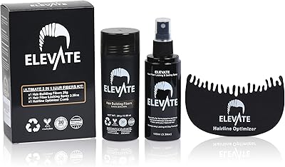 Elevate Hair Building Fibers 3-in-1 Kit (Dark Brown)