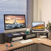 WESTREE Dual Monitor Stand Riser with Drawer — image 4