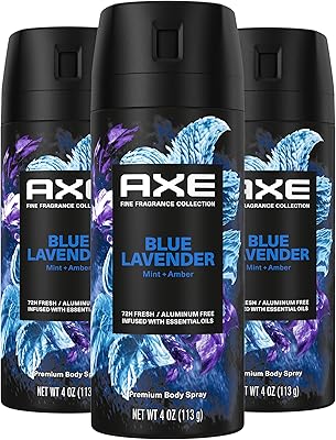 AXE Blue Lavender Premium Deodorant Body Spray 3 Count