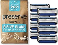 Preserve POPi Shave Razor Blades Refills - 5 Blade Razors, 8 Pack — image 1