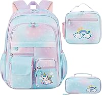 School Backpack for Girls Rainbow Backpack with Pencil Case — image 1