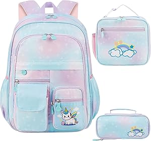 School Backpack for Girls Rainbow Backpack with Pencil Case Review