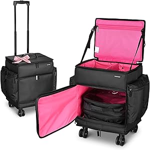 BYOOTIQUE Rolling Makeup Train Case, Black