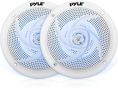 Pyle PLMRS43WL Marine Speakers 4-Inch 2-Way Waterproof with LED Lights