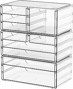 Yieach 3 Pack Clear Storage Drawers with 10 Drawers
