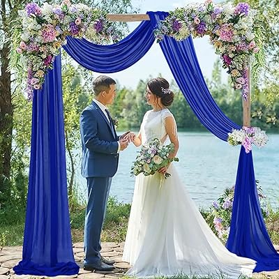 FUHSY Wedding Arch Draping Fabric Blue 29″x20FT 2 Panels