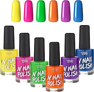 Splashes & Spills UV Blacklight Glow Nail Polish – 6 Color Variety Pack, 13ml Review