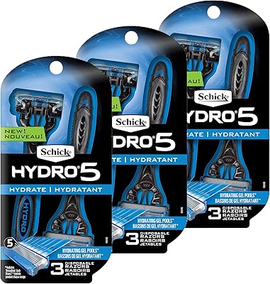Schick Hydro 5 Disposable Razors with Flip Beard Trimmer, 9 Count