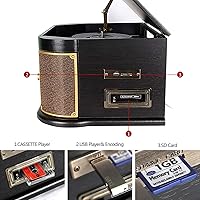 DLITIME All-in-One Vinyl Record Player 3-Speed Bluetooth Turntable — image 4