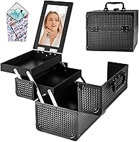 GALHUBIS Makeup Train Case with Mirror, Black — image 1