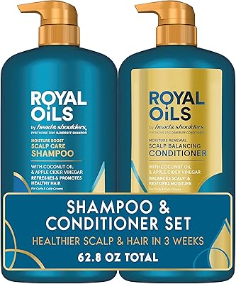 Head & Shoulders Royal Oils Dandruff Shampoo and Conditioner Set, Coconut Oil & Apple Cider Vinegar, 31.4 Fl Oz Each