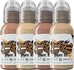 World Famous Tattoo Ink Skintone 4 Count Set, 4 fl oz