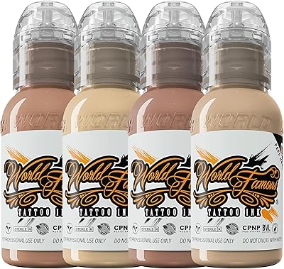World Famous Tattoo Ink Skintone 4 Count Set, 4 fl oz