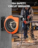 DEWENWILS 60FT Retractable Extension Cord Reel 12AWG 6 Outlet — image 6