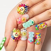 LOVFUL Press on Nails with Lovkashi Flower Design | Square 1.0 in | H65-L — image 2