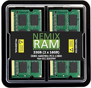 NEMIX RAM 32GB (2x16GB) DDR3 1600MHz SODIMM Laptop Memory Kit