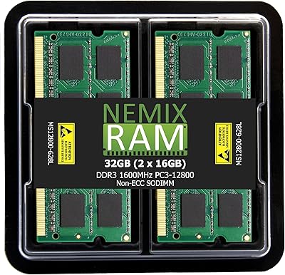 NEMIX RAM 32GB (2x16GB) DDR3 1600MHz SODIMM Laptop Memory Kit