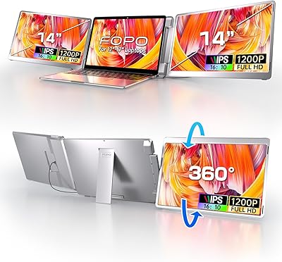 FOPO 14″ Triple Monitor Laptop Screen Extender S7