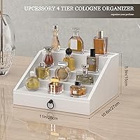 upcessory Wooden Cologne Organizer for Men – 4-Tier White with Velvet Drawer — image 5