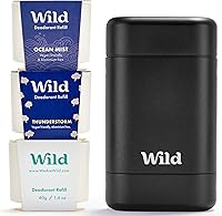 Wild Refillable Deodorant Starter Kit - Black Case with Fresh Cotton & Sea Salt, Ocean Mist & Thunderstorm Scents — image 1