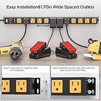CRST 12 Outlet Heavy Duty Power Strip Surge Protector, 6FT — image 4