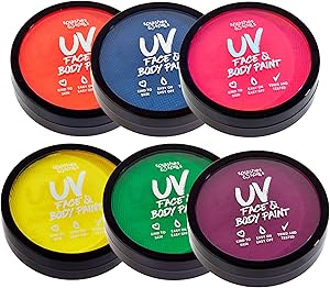 Splashes & Spills Water Activated UV Black Light Face and Body Paint - 6 Color Pack