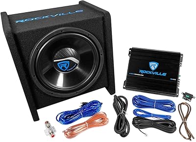 Rockville RV12.1C 12″ Subwoofer Enclosure with Amplifier Kit