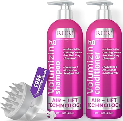 Rida Hair Research Institute Volumizing Shampoo and Conditioner Set for Fine Hair, 10.14 fl.oz (Pair of 2)