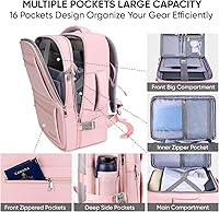 BALEINE Travel Backpack for Women Men, Large, Pink — image 2