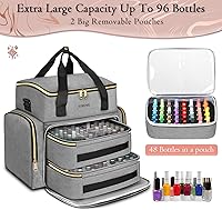 YOREPEK Nail Polish Organizer Case, Grey, Holds 96 Bottles — image 3