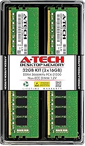 A-Tech 32GB (2x16GB) DDR4 2666 MHz UDIMM Desktop RAM