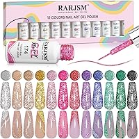 RARJSM Reflective Glitter Nail Art Gel Liner Set 12 Colors 5mL — image 1