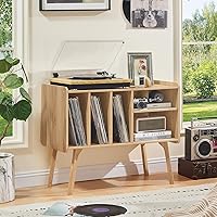 Lerliuo Record Player Stand with 4 Cabinet, Burlywood — image 9