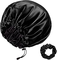 RedJoe 22 Momme 100% Mulberry Silk Bonnet Hair Wrap (Black) — image 1