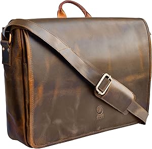 Rustic Town Leather Messenger Bag for Men 14″ Laptop Bag Review